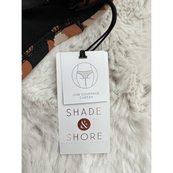 Shade & Shore Women's Size medium Black Brown Printed Bikini Bottoms New - Picture 3 of 9